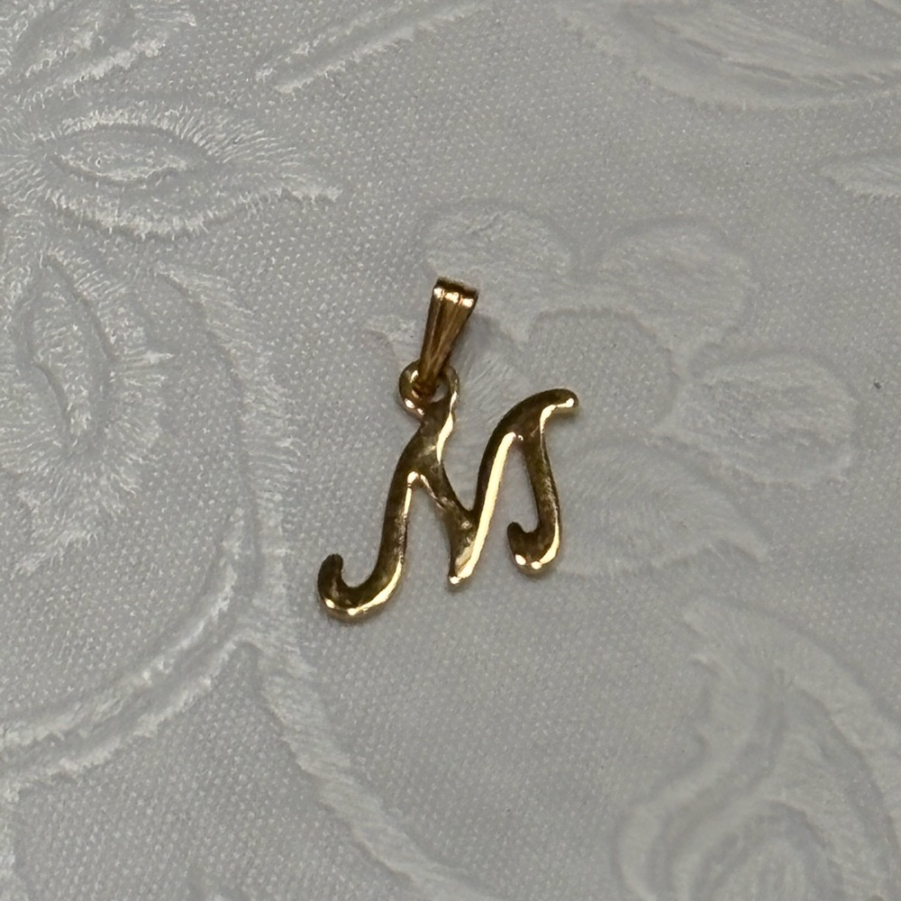 Monet Gold Script 'M' Necklace Pendant